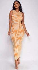 Sofia Abstract Maxi Dress Orange