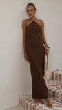 Chiara Linen Maxi Dress Chocolate