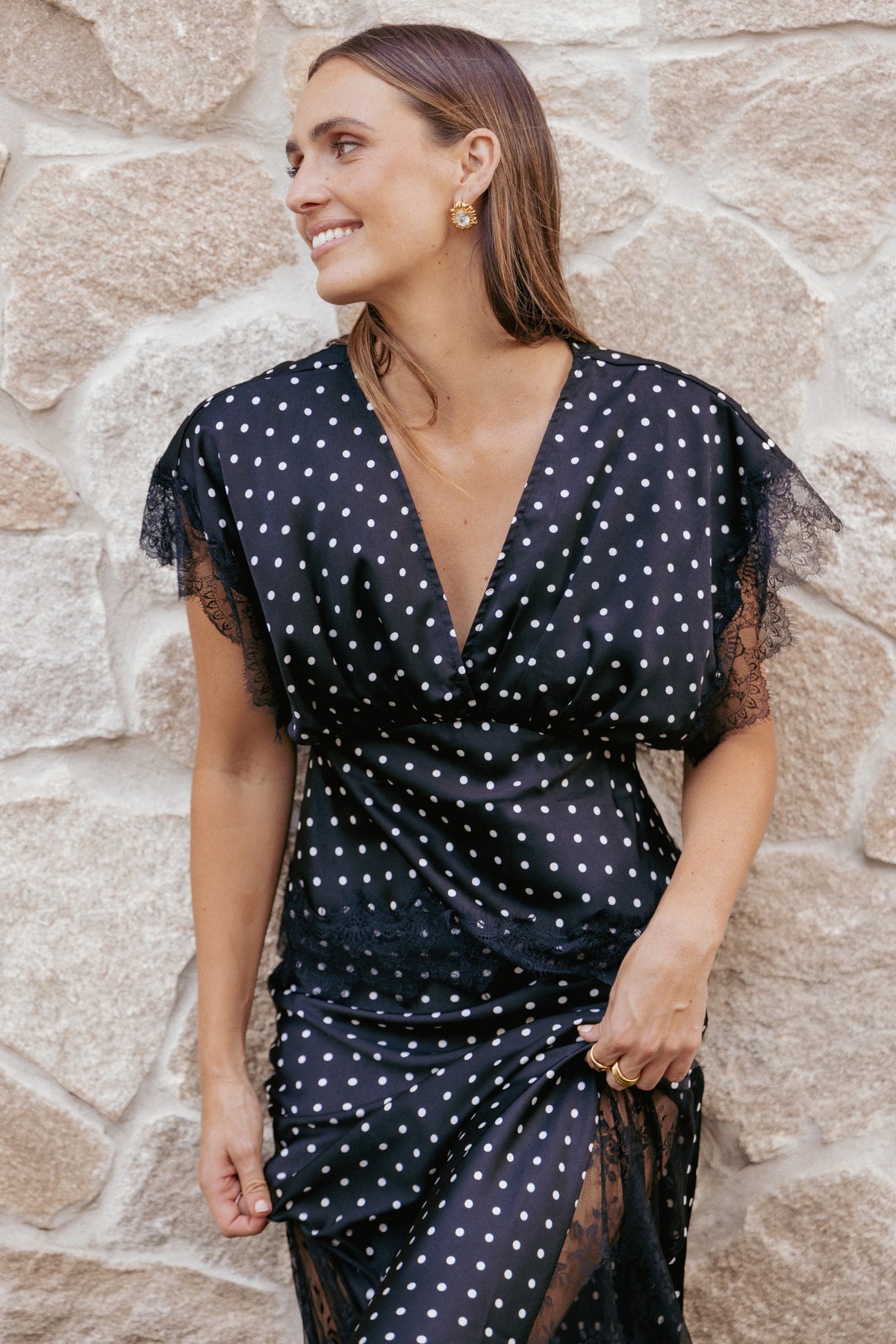 Ailbhe Top Black Polka Dot