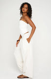 Out There Somewhere Pants White Beige Pinstripe