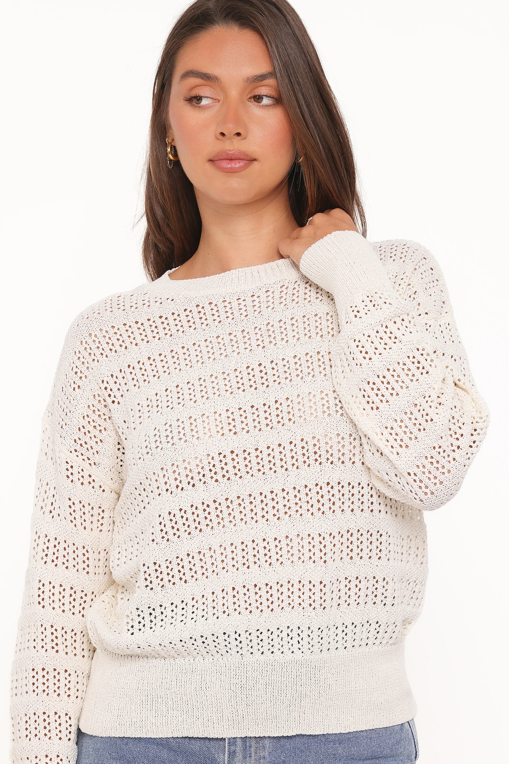 Flavia Open Stitch Sweater Cream