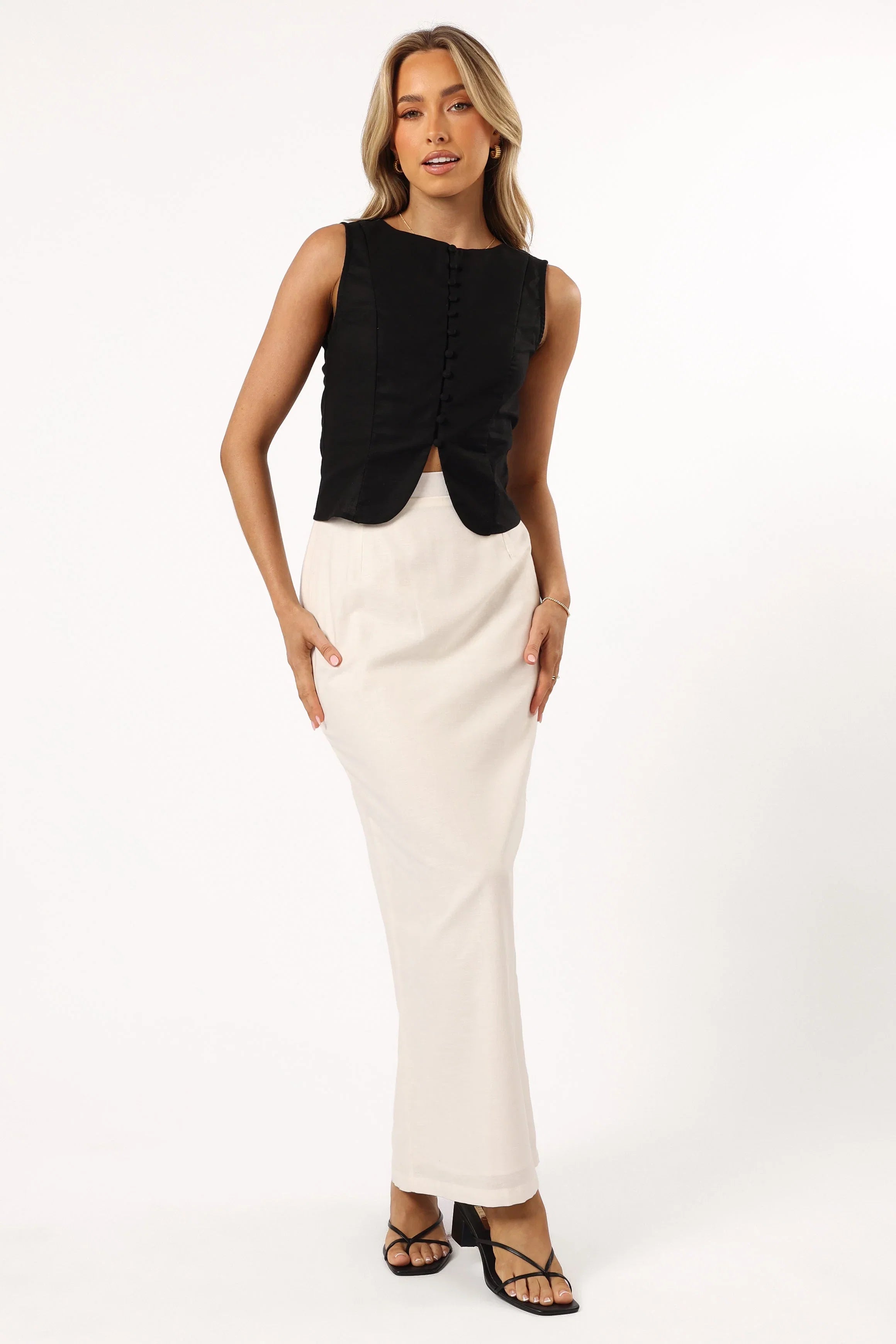 Daniella Linen Vest Black