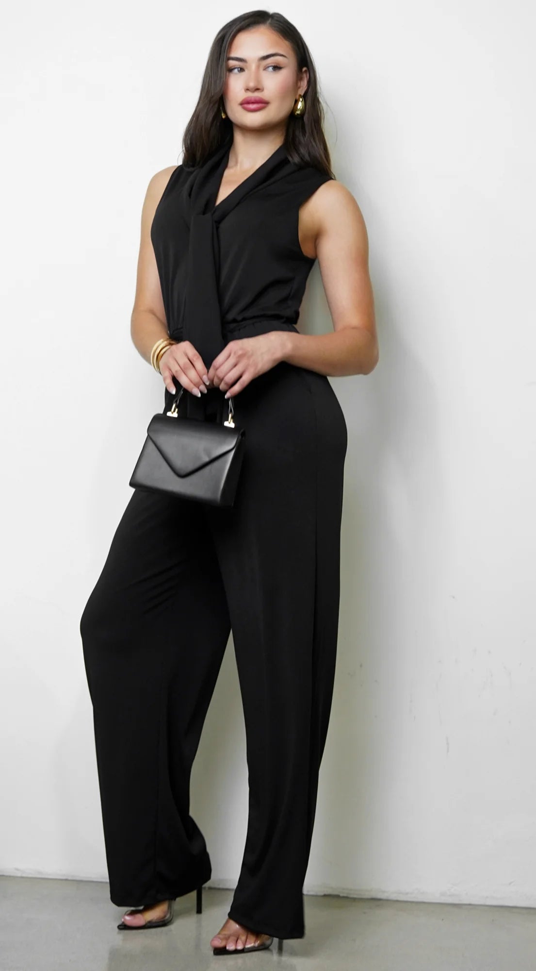 Eclisse Front Tie Jumpsuit Black