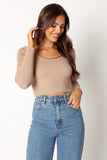 Wells Long Sleeve Knit Top Taupe