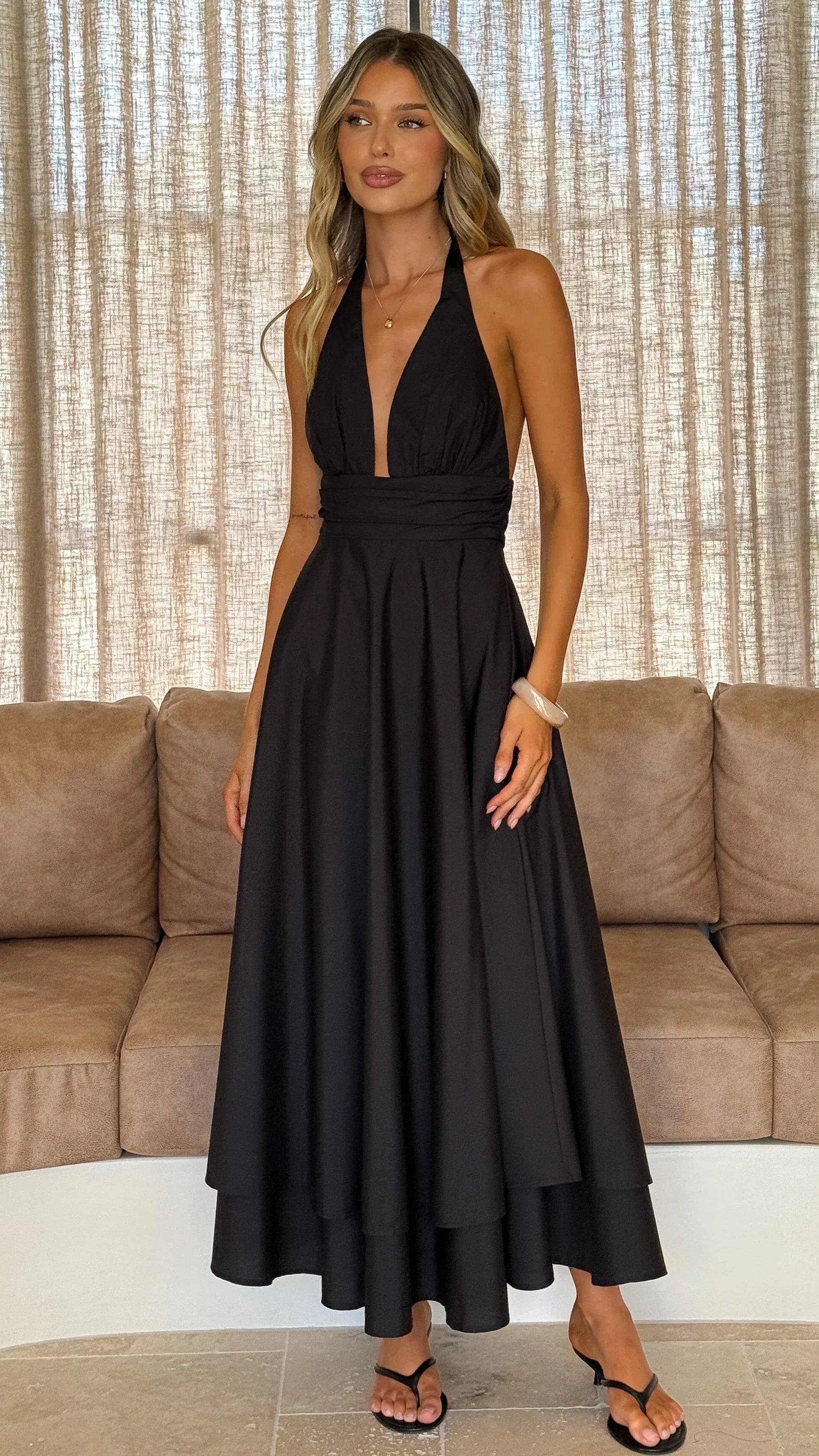 Kathy Halter Neck Maxi Dress Black