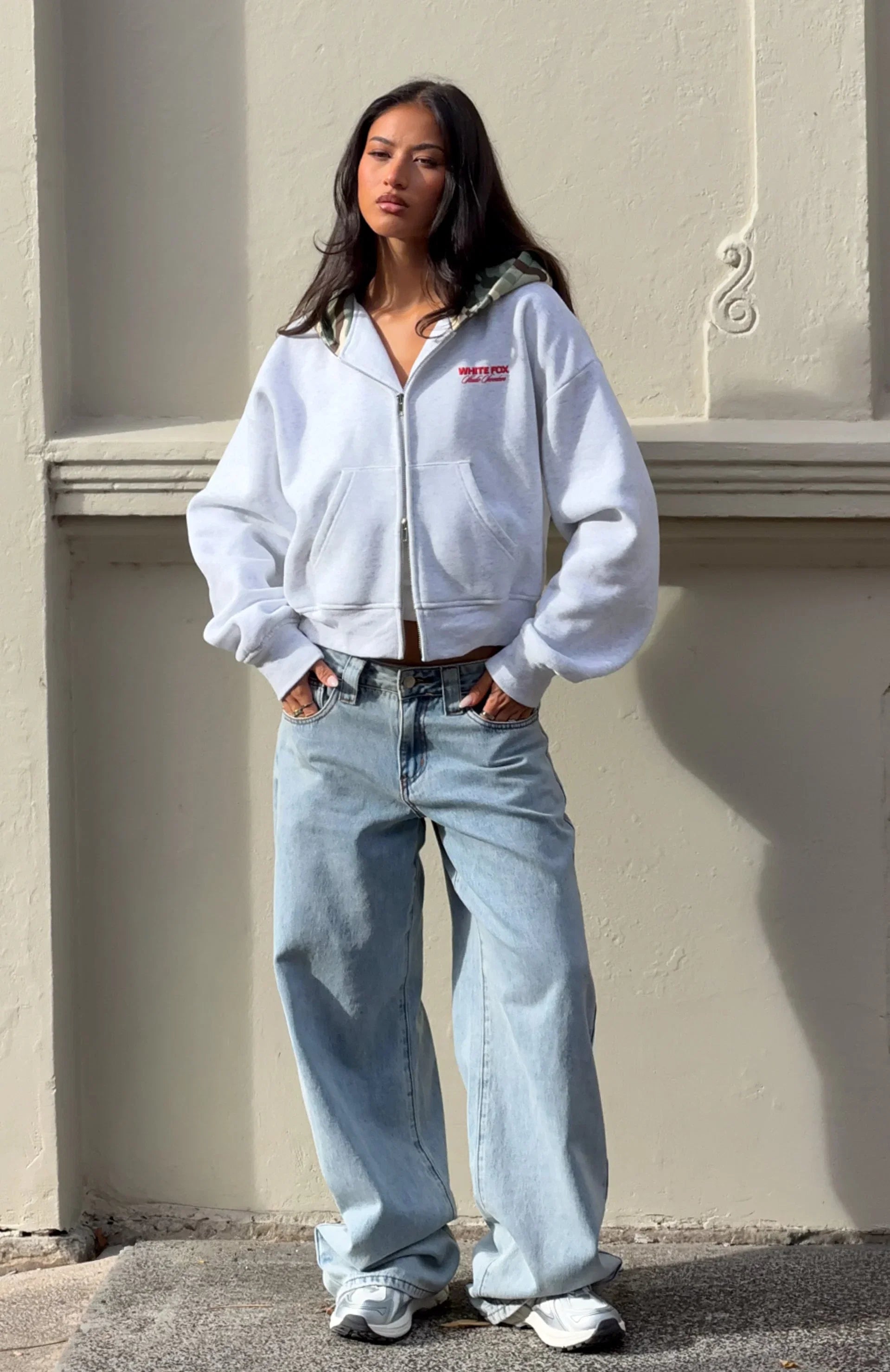 Studio 17 Winona Boxy Zip Front Hoodie Grey Marle