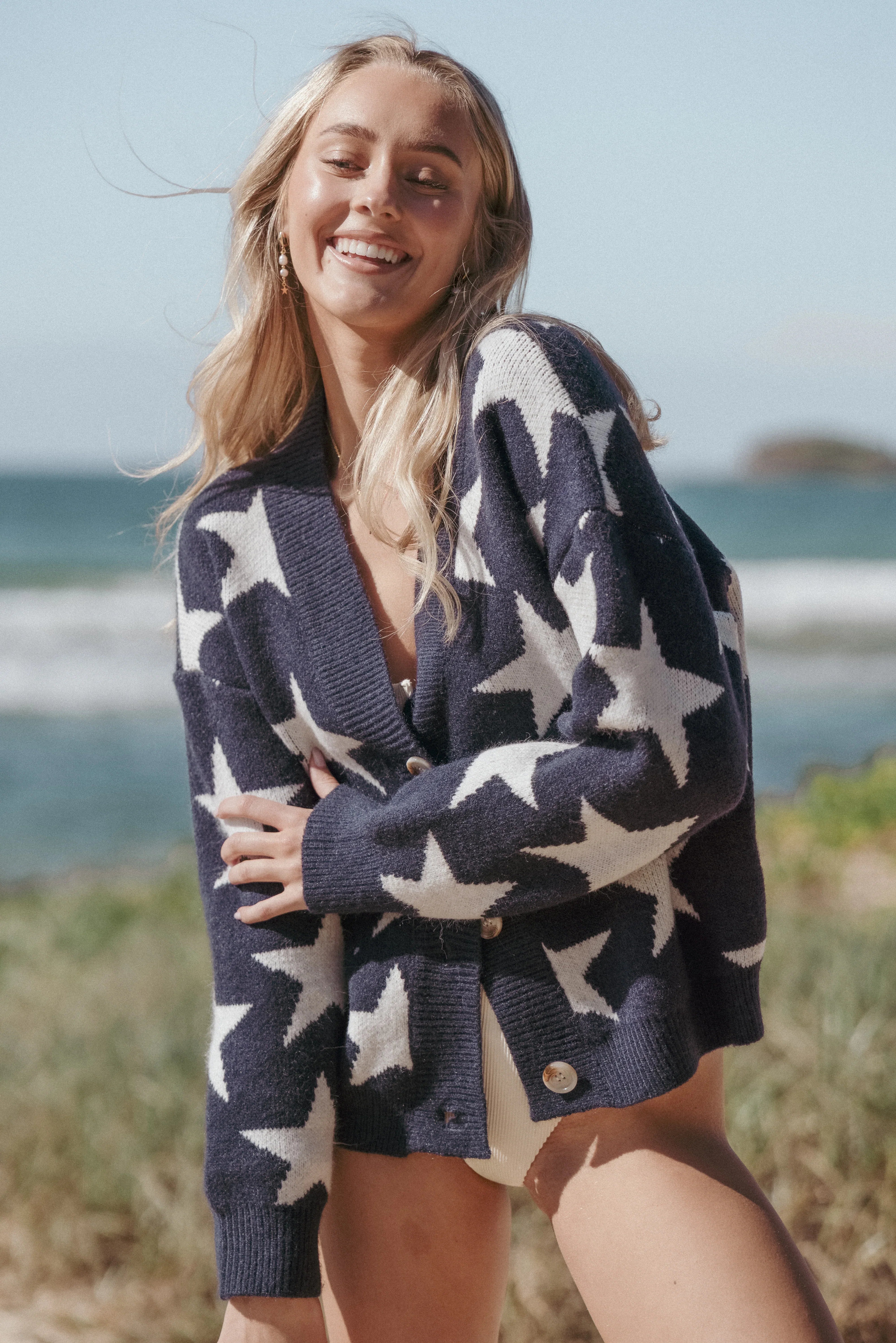 Sailor Star Knit Cardigan Navy