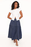 Meadow Midi Denim Skirt Dark Wash