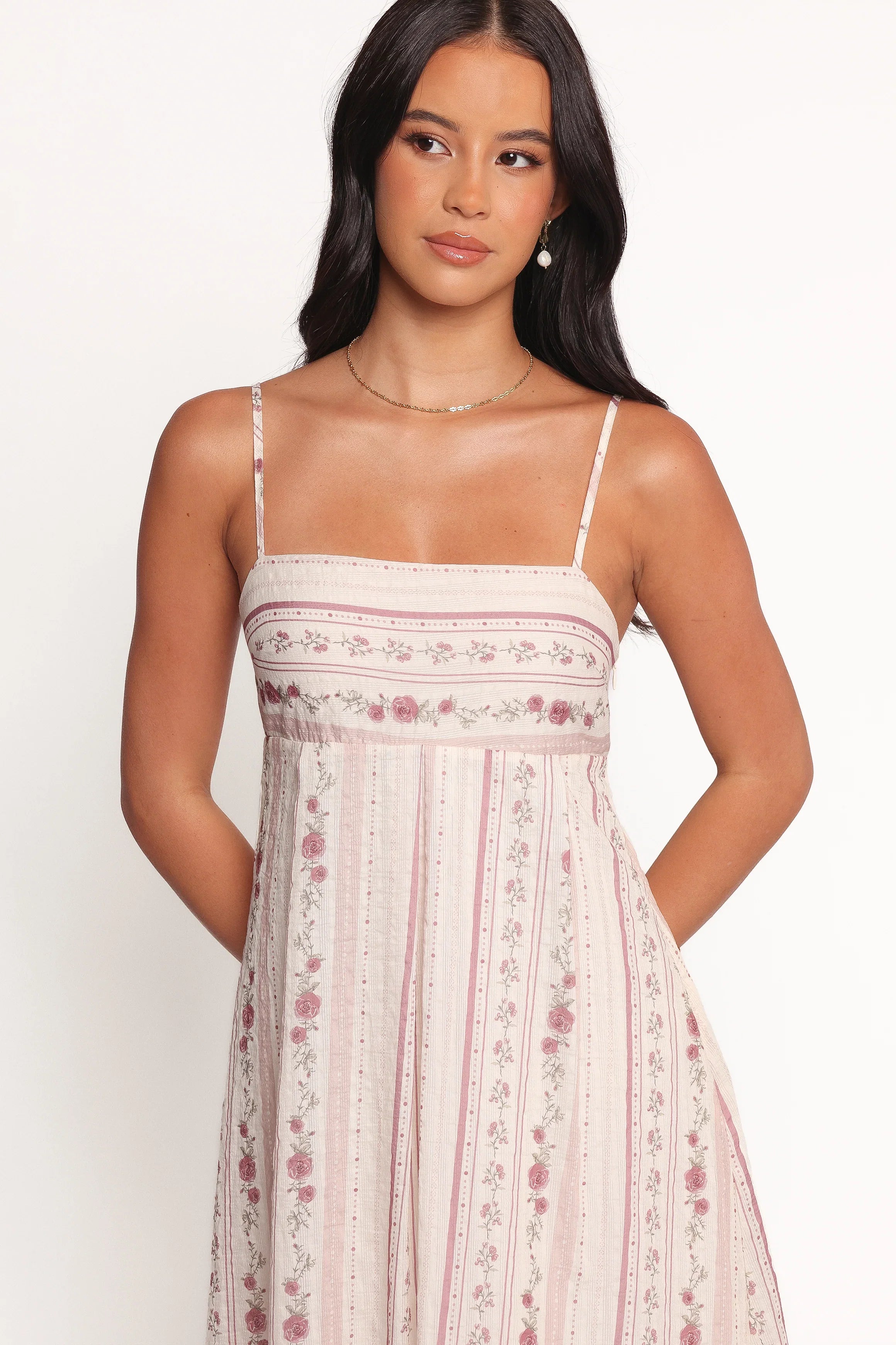 Amaris Maxi Dress Ivory Mauve Floral