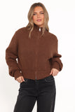 Kourtney Zip Cardigan Brown