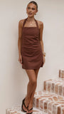 Kayden Mini Halter Dress Chocolate