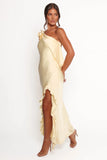 Aila Rosette One Shoulder Dress Butter Yellow