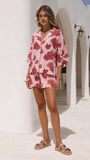 Luna Button Up Shirt Dahlia Rouge