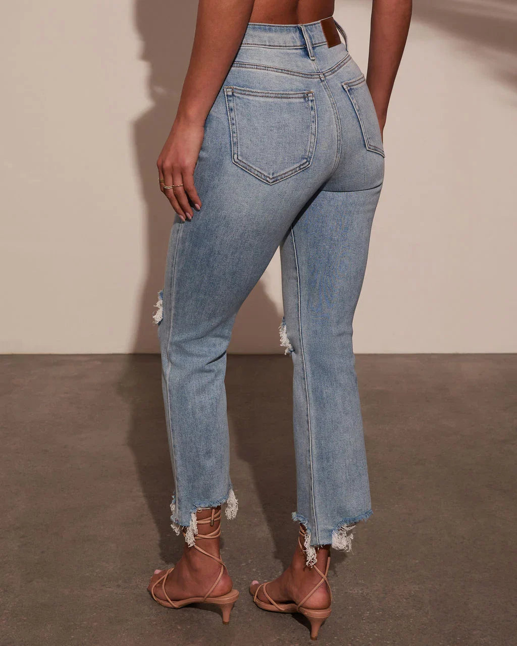 Cosmia Super Stretch High Rise Slim Leg Distressed Jeans
