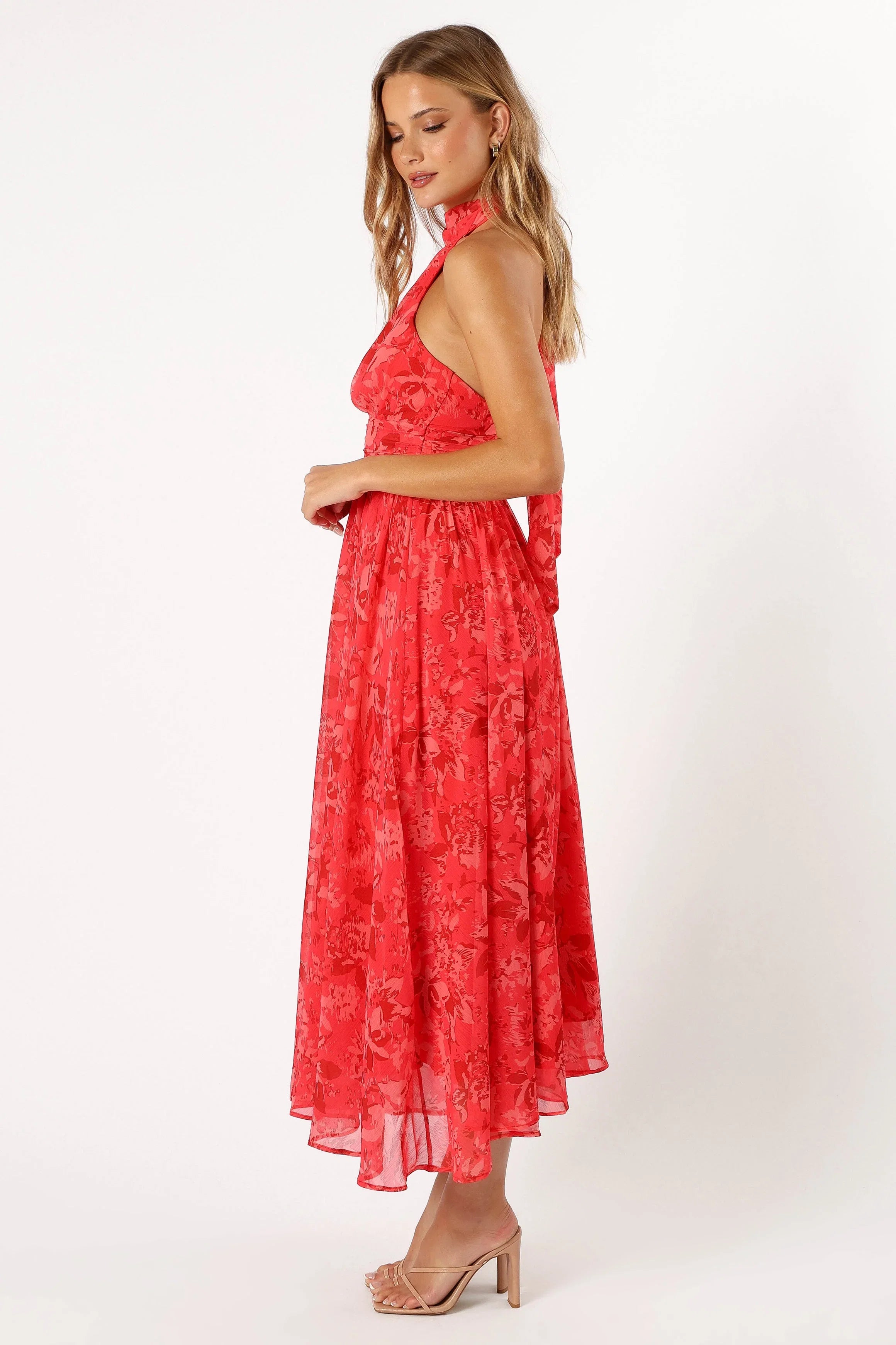 Primrose Halterneck Maxi Dress Red Floral