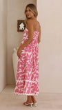 Seraphina Midi Dress Fuchsia White Print