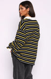 Gentle Affection Long Sleeve Rugby Shirt Black Yellow Stripe