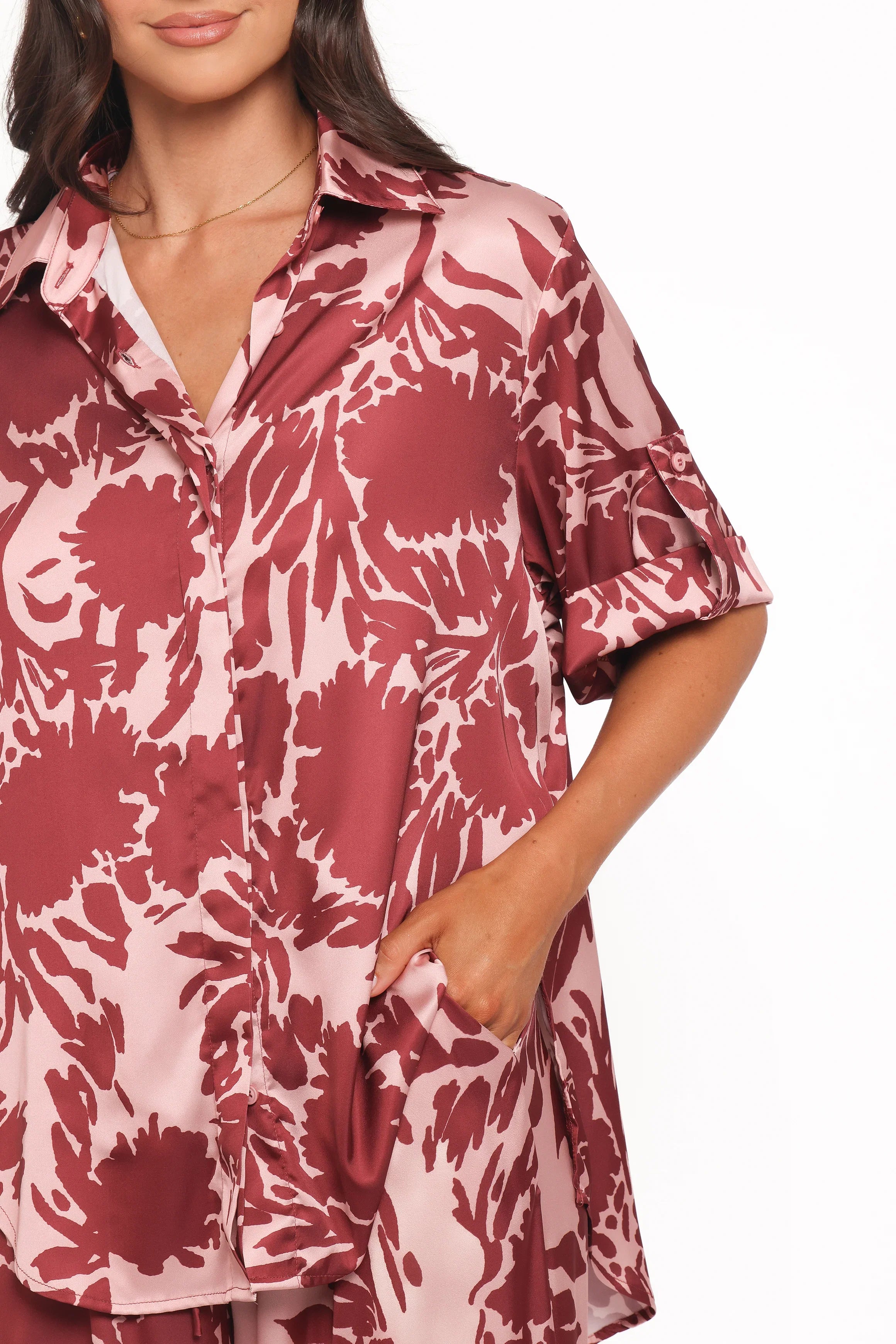 Elysia Shirt Pink Burgundy