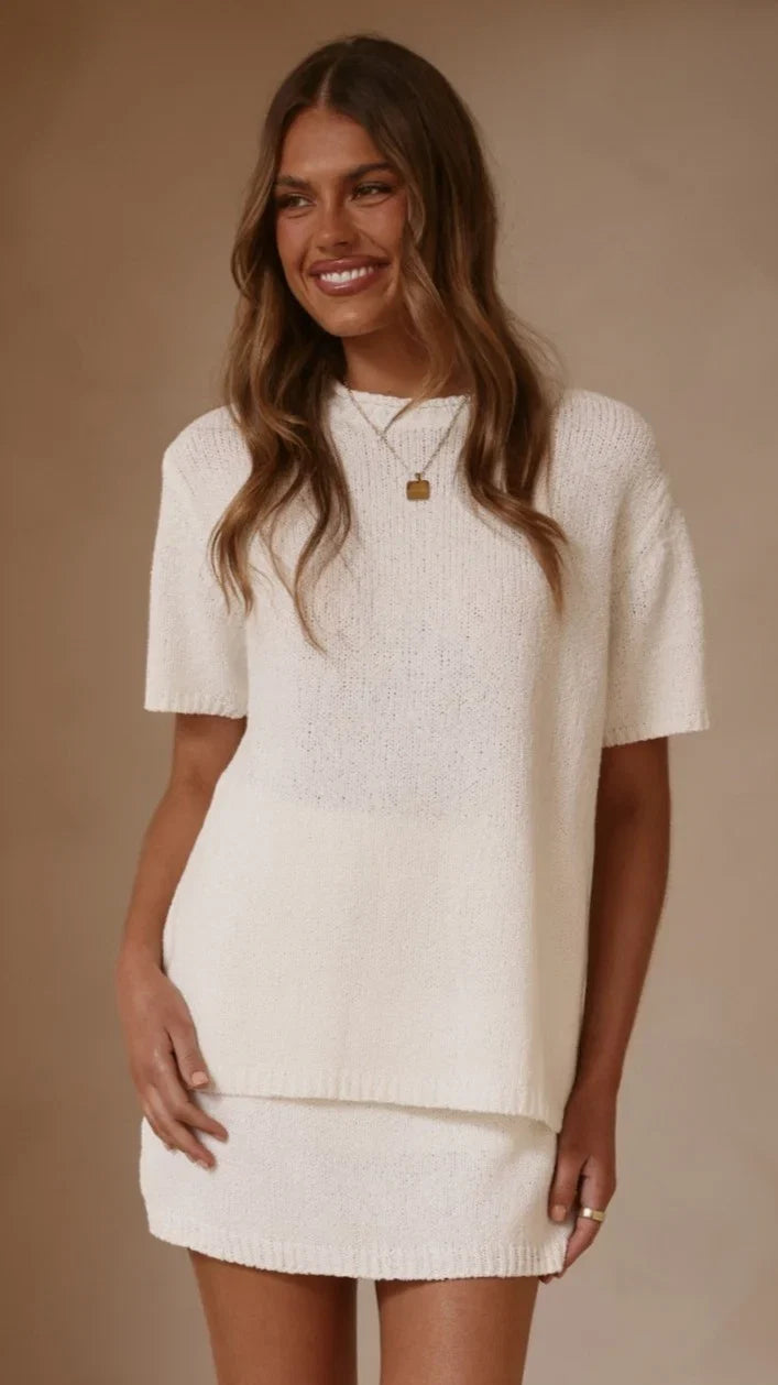 Casey Oversized Knit Tee Off White