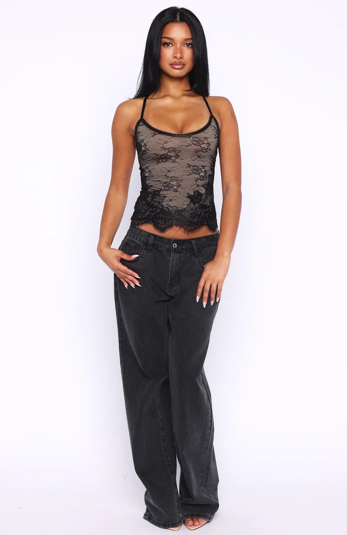 You Came Back Lace Top Black