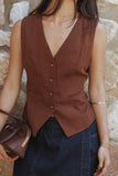 Bell Linen Vest Brown