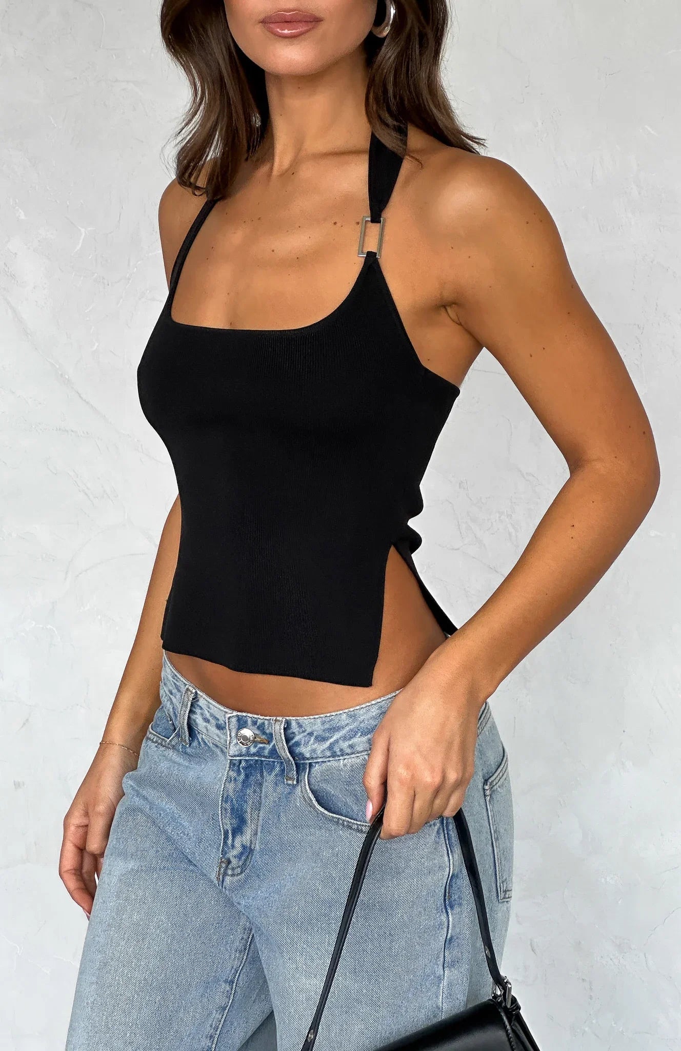 Youre On Your Own Halter Top Black