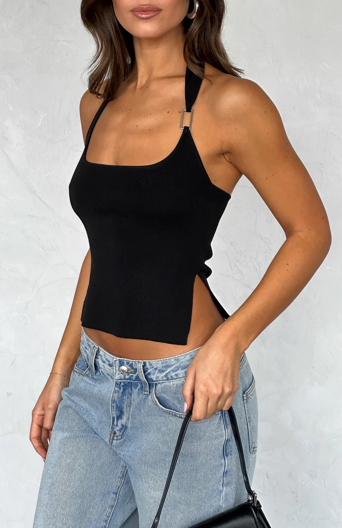 Youre On Your Own Halter Top Black