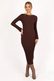 Jolene Long Sleeve Maxi Dress Brown