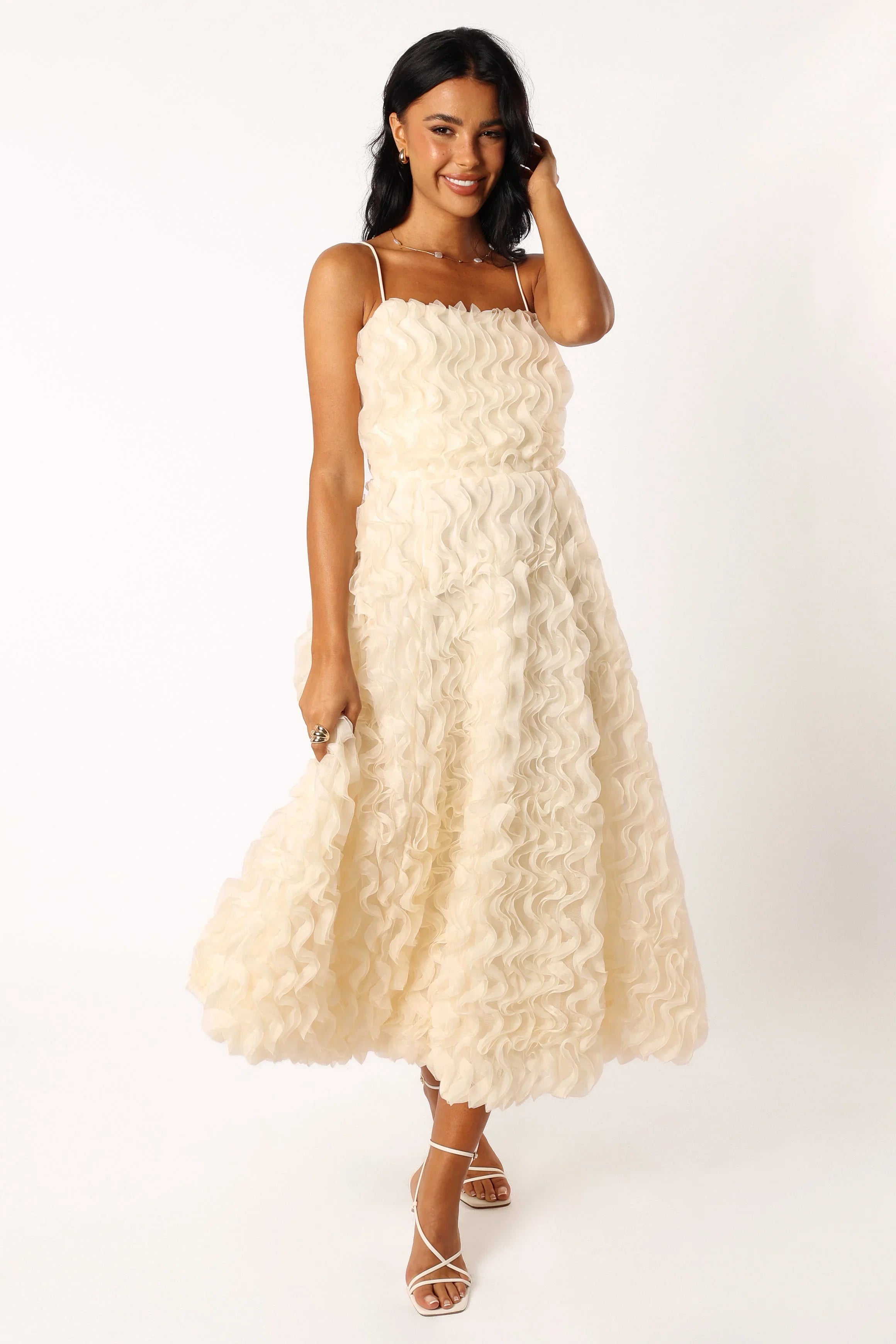 Kade Textured Midi Dress White