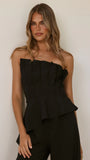 Javana Asymmetrical Top and Pants Set Black