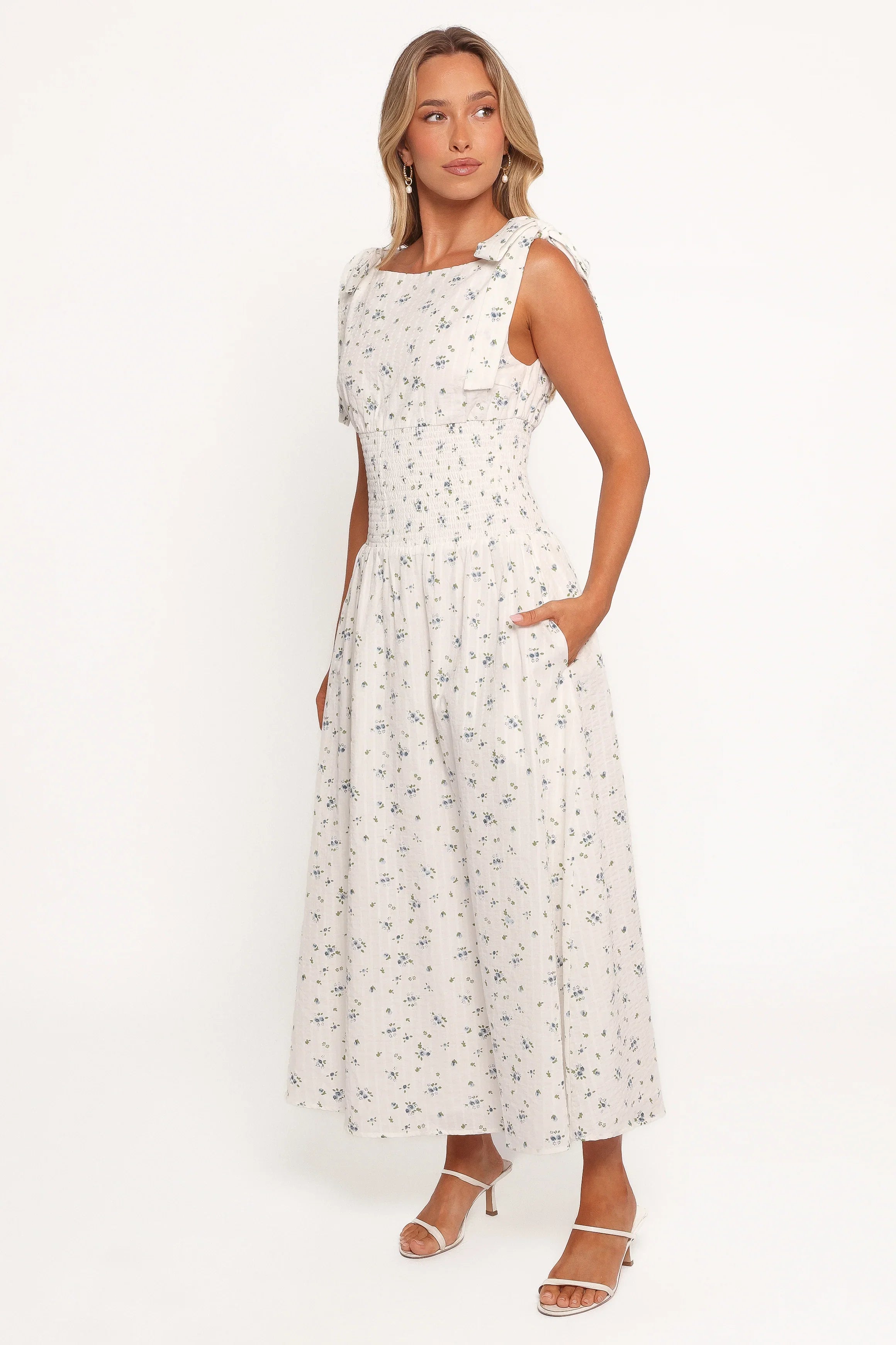 Leticia Midi Dress Blue Ditsy Floral