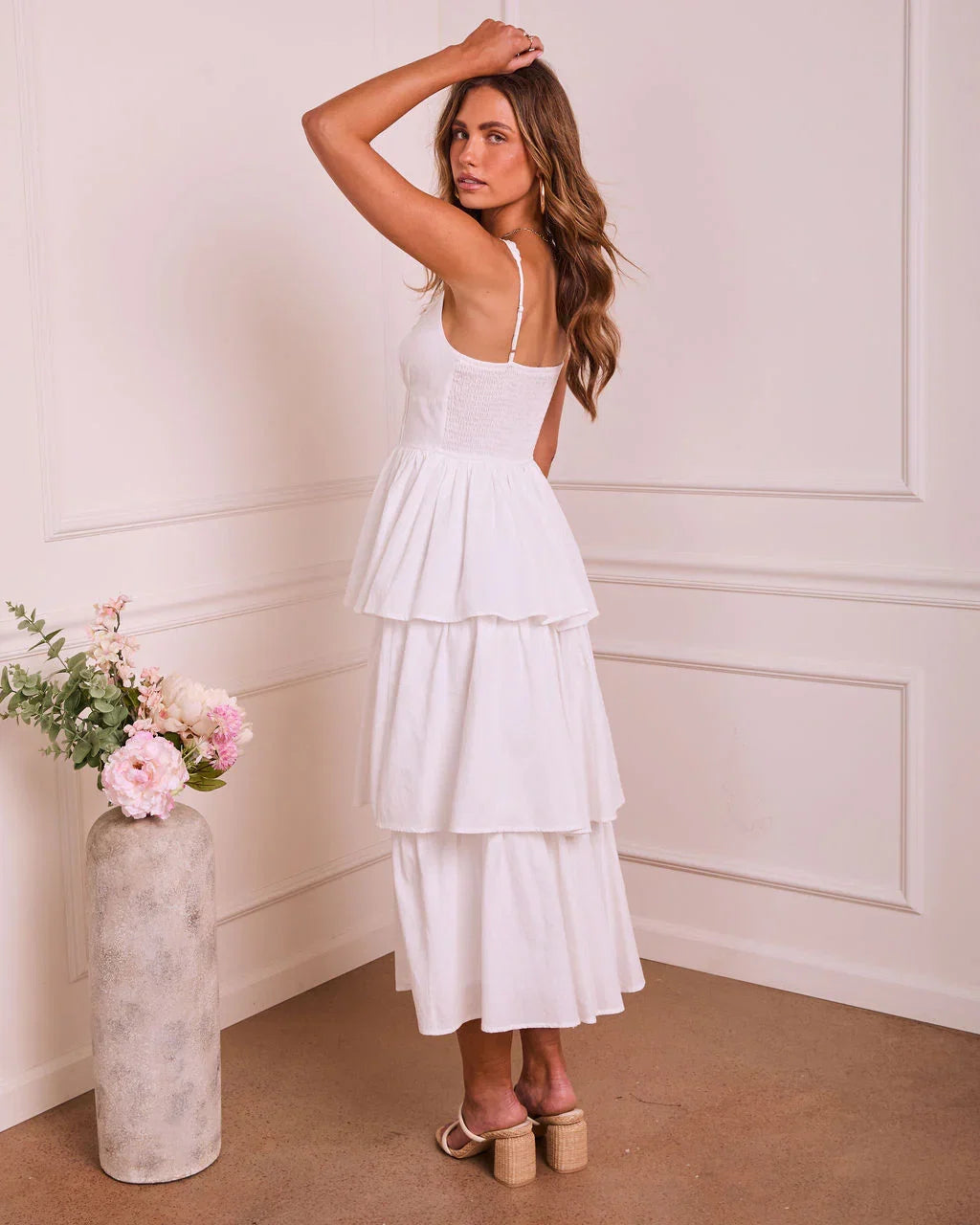 Raminah Tiered Linen Maxi Dress
