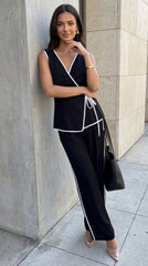 Veloria Contrast Textured Wrap Set Black