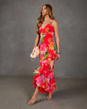 Romantic Blossom Floral Chiffon Maxi Dress