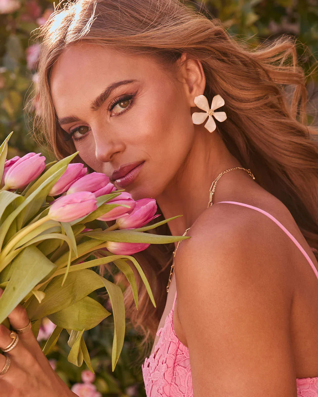 Almost Bloom Flower Stud Earrings