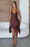 Behind The Light Lace Mini Dress Chocolate