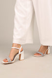 Allure Rhinestone Block Heel White