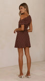 Benni Asymmetric Mini Dress Chocolate Nude Spot