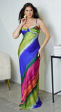 Elissa Multi Color Satin Maxi Dress Multi Color
