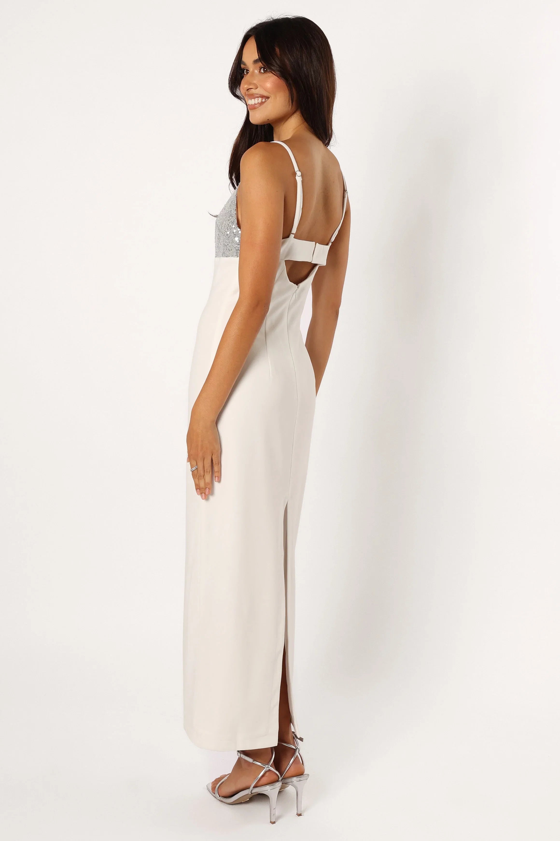 Kylie Slip Dress White Silver