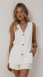 Hayley Vest and Shorts Set White Denim