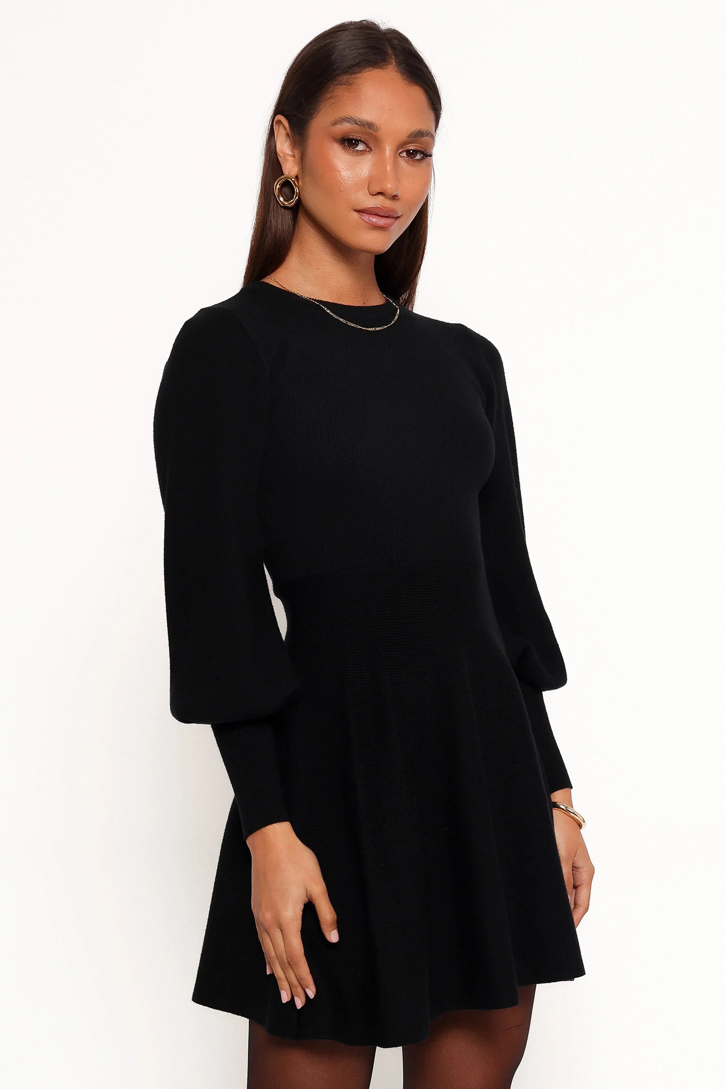 Gigi Long Sleeve Mini Dress Black