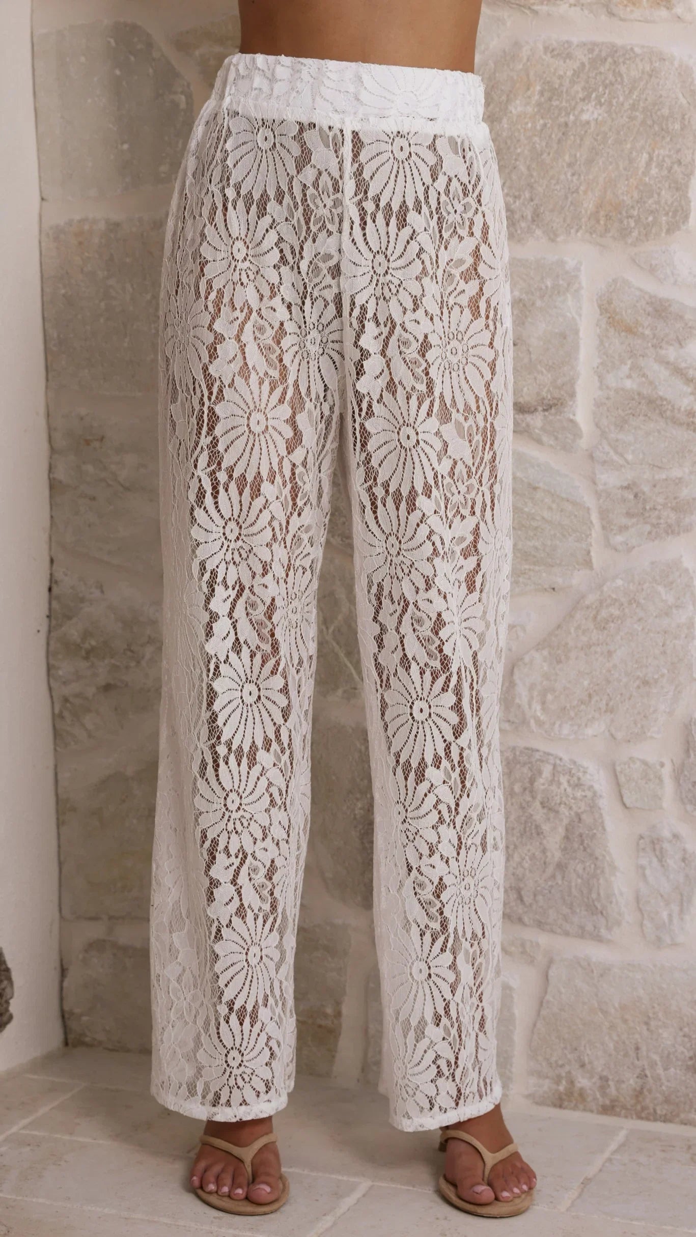 Santana Lace Pants White
