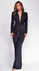 Kajsa Long Belted Jumpsuit Black