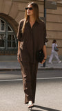 Zaila Pants Chocolate White Stripe