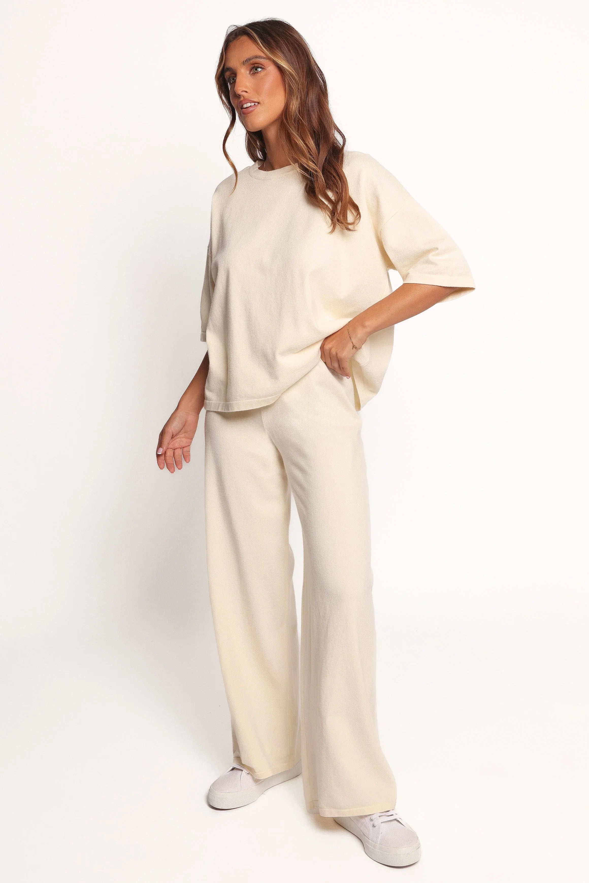 Ash Knitted Pants White