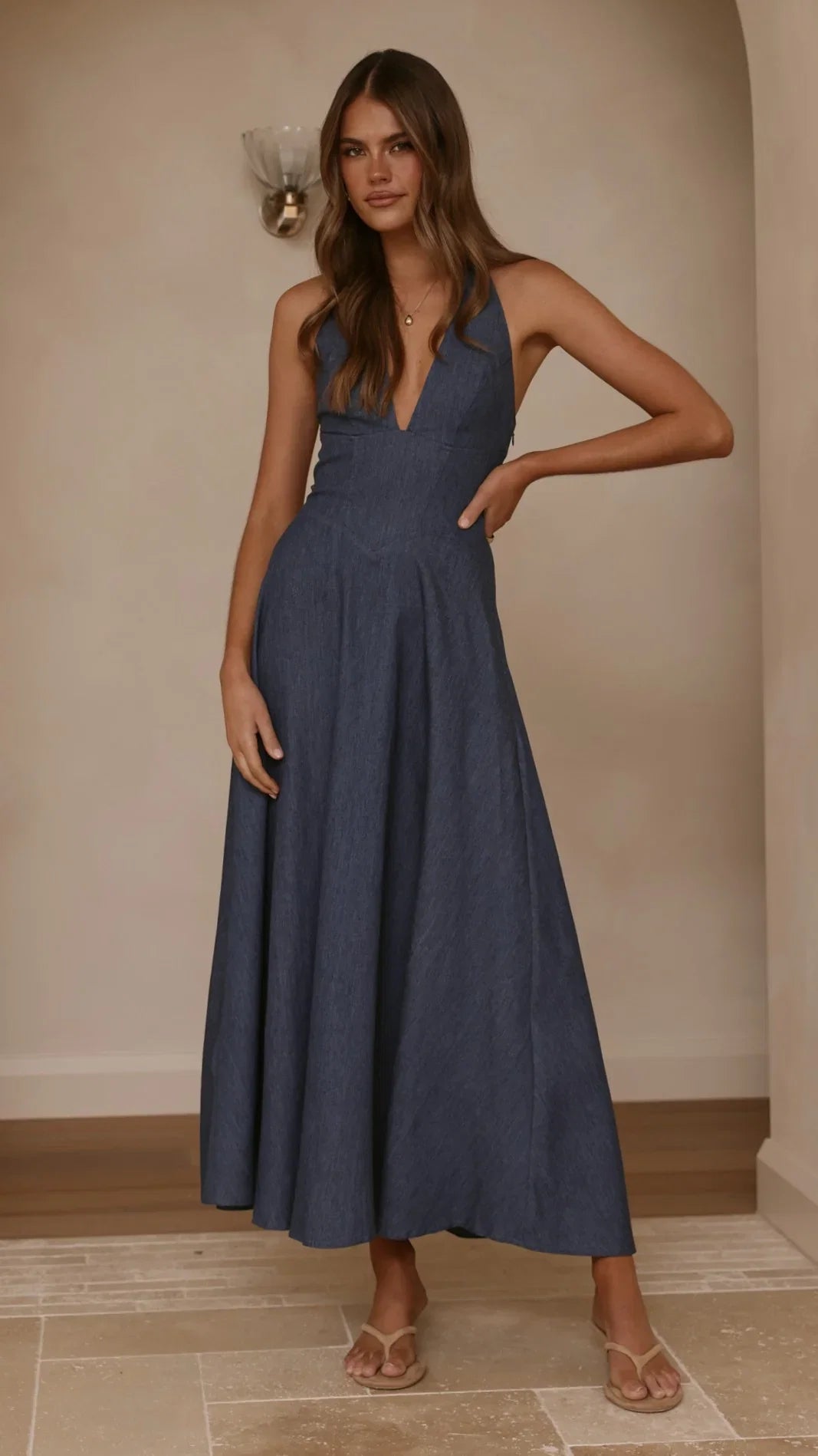 Skye Maxi Dress Steel Blue