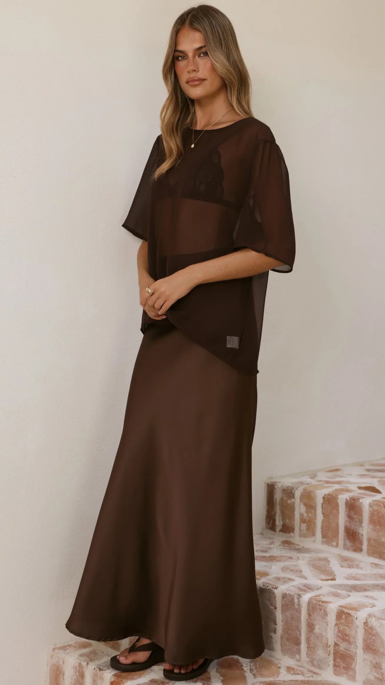 Davette Mesh T Shirt Chocolate