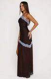 Perfect For You Halter Maxi Dress Dark Chocolate Powder Blue