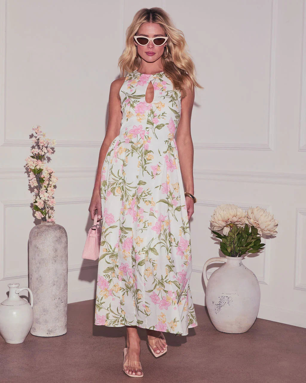 Daija Floral Keyhole Midi Dress